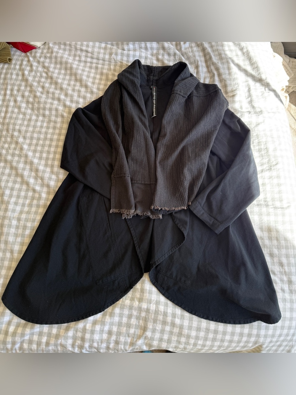 Hand-sewn black shawl collar jacket by Rite of Passage, size L, EUC